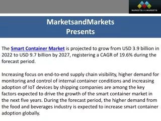 Forecasting the Future of Smart Container Market Value of $9.7 Billion by 2027