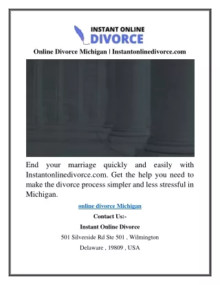 Online Divorce Michigan  Instantonlinedivorce