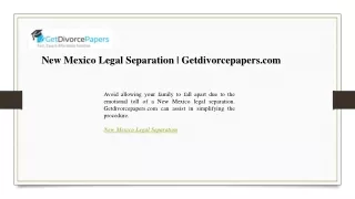 New Mexico Legal Separation  Getdivorcepapers.com