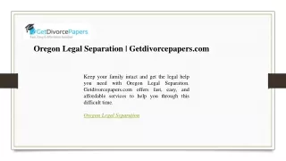 Oregon Legal Separation  Getdivorcepapers.com