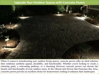 Upgrade Your Outdoor Spaces with Concrete Pavers in the San Francisco Bay Area