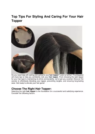 Top Tips For Styling And Caring For Your Hair Topper