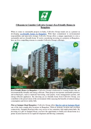 5 Reasons to Consider CoEvolve Group's Eco-Friendly Homes in Bangalore