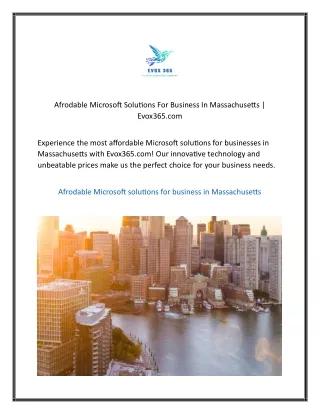 Afrodable Microsoft Solutions For Business In Massachusetts  Evox365.com