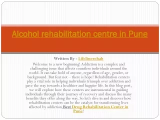 Alcohol rehabilitation centre in Pune