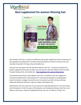 Best supplement for women thinning hair