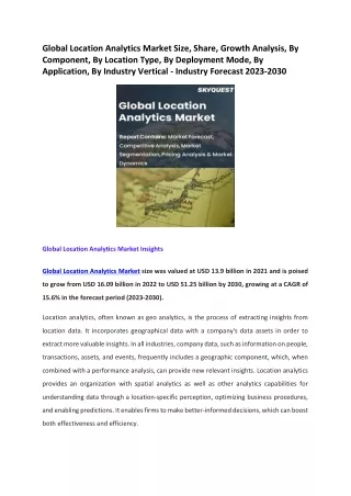 Global Location Analytics Market