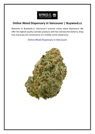 Online Weed Dispensary In Vancouver  Buyweed......