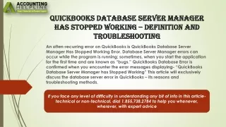 A quick fix guide for QuickBooks Database Server Manager Has Stopped Working