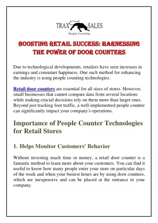 Boosting Retail Success: Harnessing the Power of Door Counters