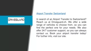 Airport Transfer Switzerland  Driveguard.ch