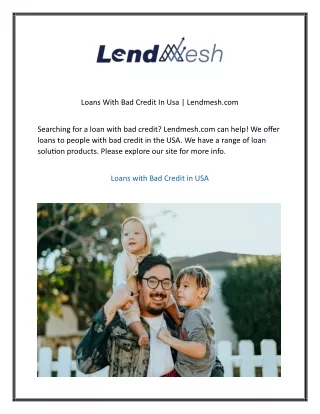 Loans With Bad Credit In Usa Lendmesh.com