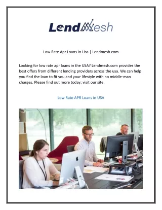 Low Rate Apr Loans In Usa Lendmesh.com