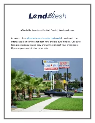 Affordable Auto Loan For Bad Credit Lendmesh.com