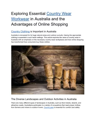 Exploring Essential Country Wear Workwear in Australia and the Advantages of Online Shopping