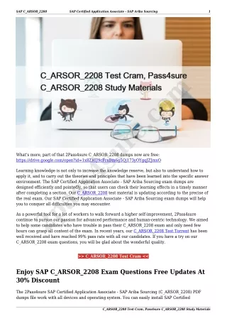 C_ARSOR_2208 Test Cram, Pass4sure C_ARSOR_2208 Study Materials