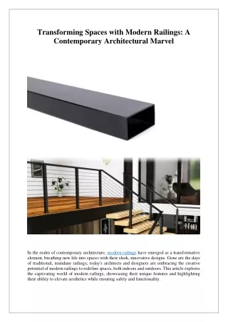 Transforming Spaces with Modern Railings