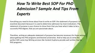 How To Write Best SOP For PhD Admission