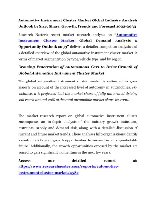 Automotive Instrument Cluster Market | 2023-2033