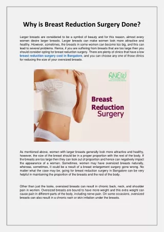 Why is Breast Reduction Surgery Done?