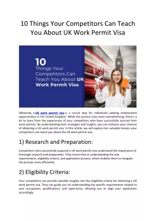 10 Things Your Competitors Can Teach You About UK Work Permit Visa