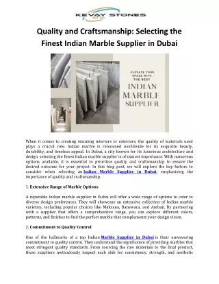 Quality and Craftsmanship  Selecting the Finest Indian Marble Supplier in Dubai