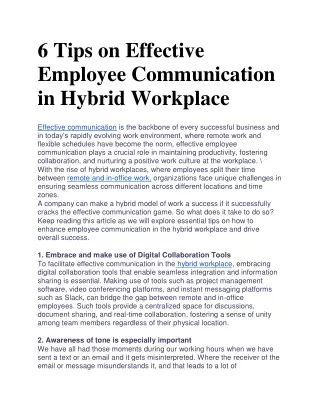 6 Tips on Effective Employee Communication in Hybrid Workplace