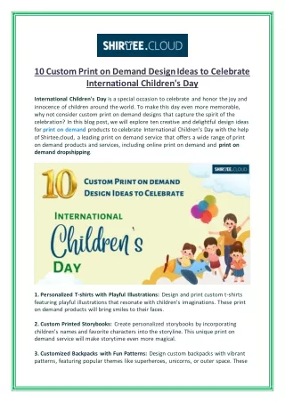 10 Custom Print on Demand Design Ideas to Celebrate International Children's Day