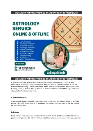 Accurate Kundali Prediction Astrologer in Pitampura  91-9873530830