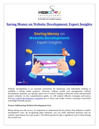 Saving Money on Website Development: Expert Insights