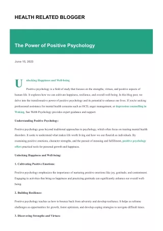 The Power of Positive Psychology