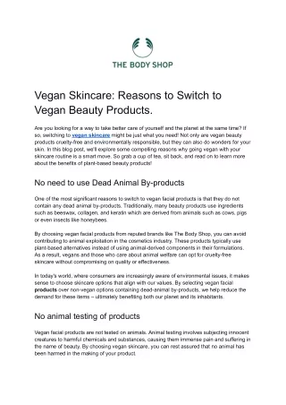 Vegan Skincare: Reasons to Switch to Vegan Beauty Products