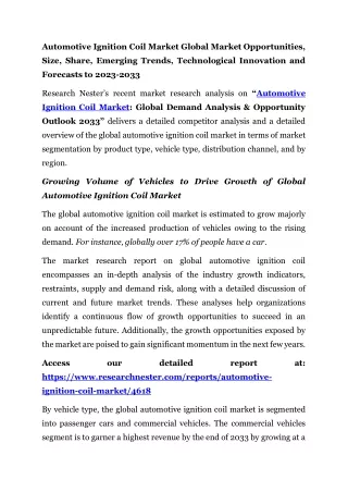 Automotive Ignition Coil Market | 2023-2033