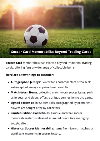 Soccer Card Memorabilia Beyond Trading Cards