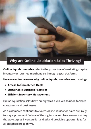 Why are Online Liquidation Sales Thriving?