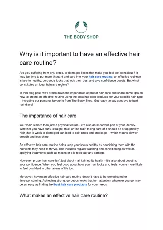 Why is it important to have an effective hair care routine