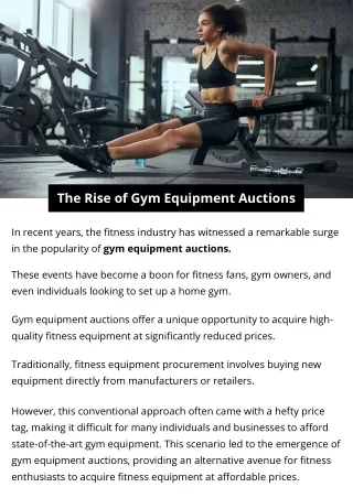 The Rise of Gym Equipment Auctions