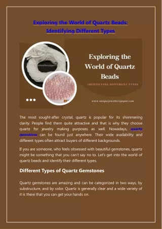 Exploring the World of Quartz Beads: Identifying Different Types