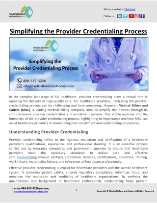 Simplifying the Provider Credentialing Process