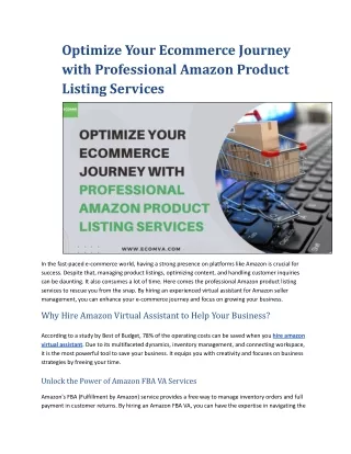 Optimize Your Ecommerce Journey with Professional Amazon Product Listing Services