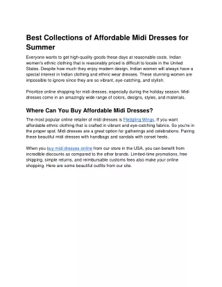 Best Collections of Affordable Midi Dresses for Summer