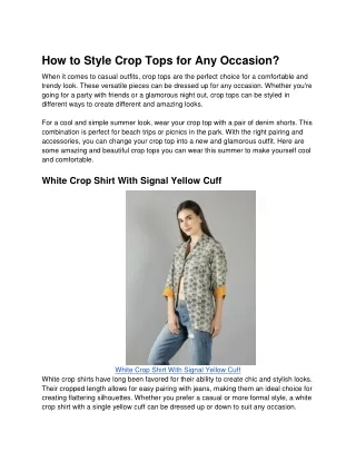 How to Style Crop Tops for Any Occasion