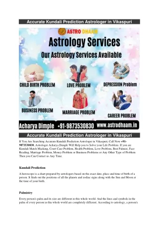 Accurate Kundali Prediction Astrologer in Vikaspuri  91-9873530830