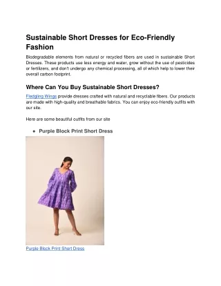 Sustainable Short Dresses for Eco-Friendly Fashion