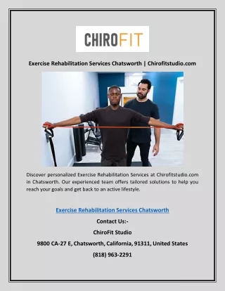 Exercise Rehabilitation Services Chatsworth | Chirofitstudio.com