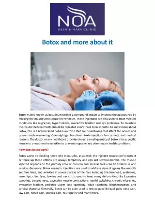 Botox and more about it