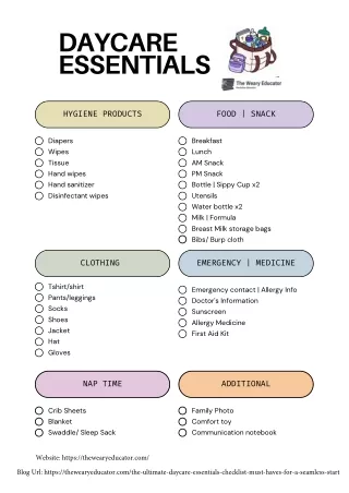 Essential Daycare Checklist