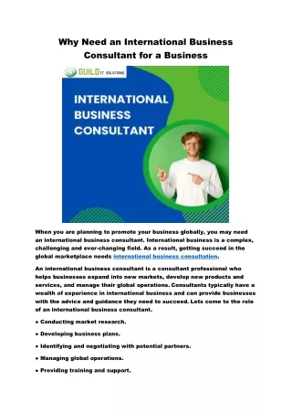 Why International Business Consultant Is Critical For Business