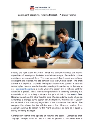 Contingent Search vs. Retained Search – A Quick Tutorial
