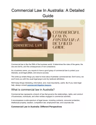Commercial Law In Australia_ A Detailed Guide